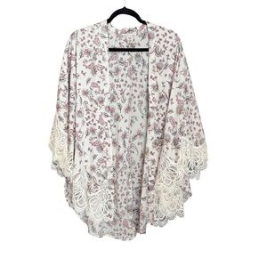 Victoria’s Secret Floral Lace Trimmed Kimono Size XS/S Oversized Flowy Boho